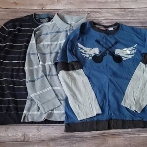 Boy's long sleeve shirt and sweater set-Wrangler/Old Navy/Unionbay